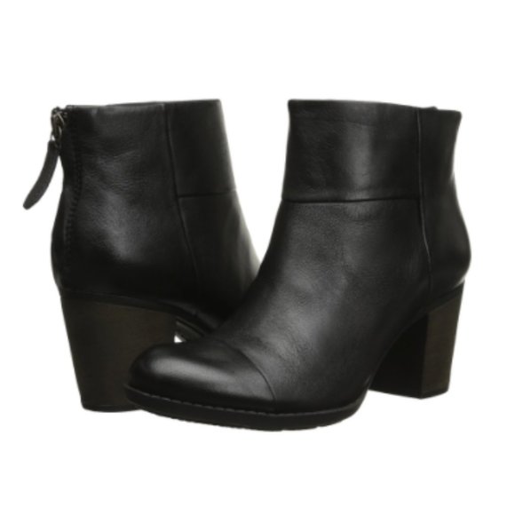 Clarks Shoes - Clarks Enfield Tess Black Leather Heeled Ankle Boots